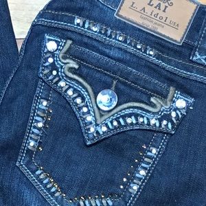 LA Idol Dark-wash Jeans with bling